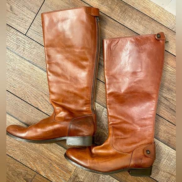 Frye Melissa Button Back Zip Riding Boot Size 7.5 Women’s - Cognac - Picture 12 of 13